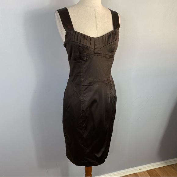 Cue Size 10 Satan Black  Sweetheart Neck Dress - Picture 4 of 8